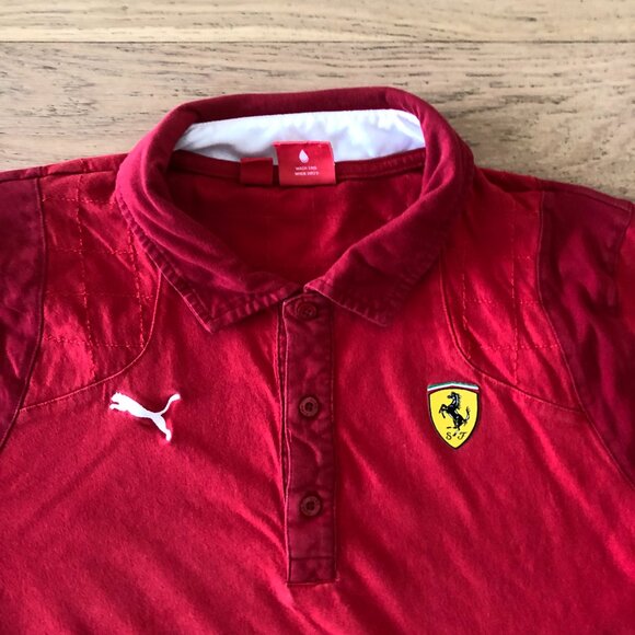 Puma Ferrari Shirt Adult Large Red Yellow Rugby Formula 1 Racing Scudera Italy - Picture 2 of 12